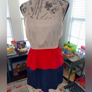 Millibon ivory/navy/red color block sleeveless dress NWT